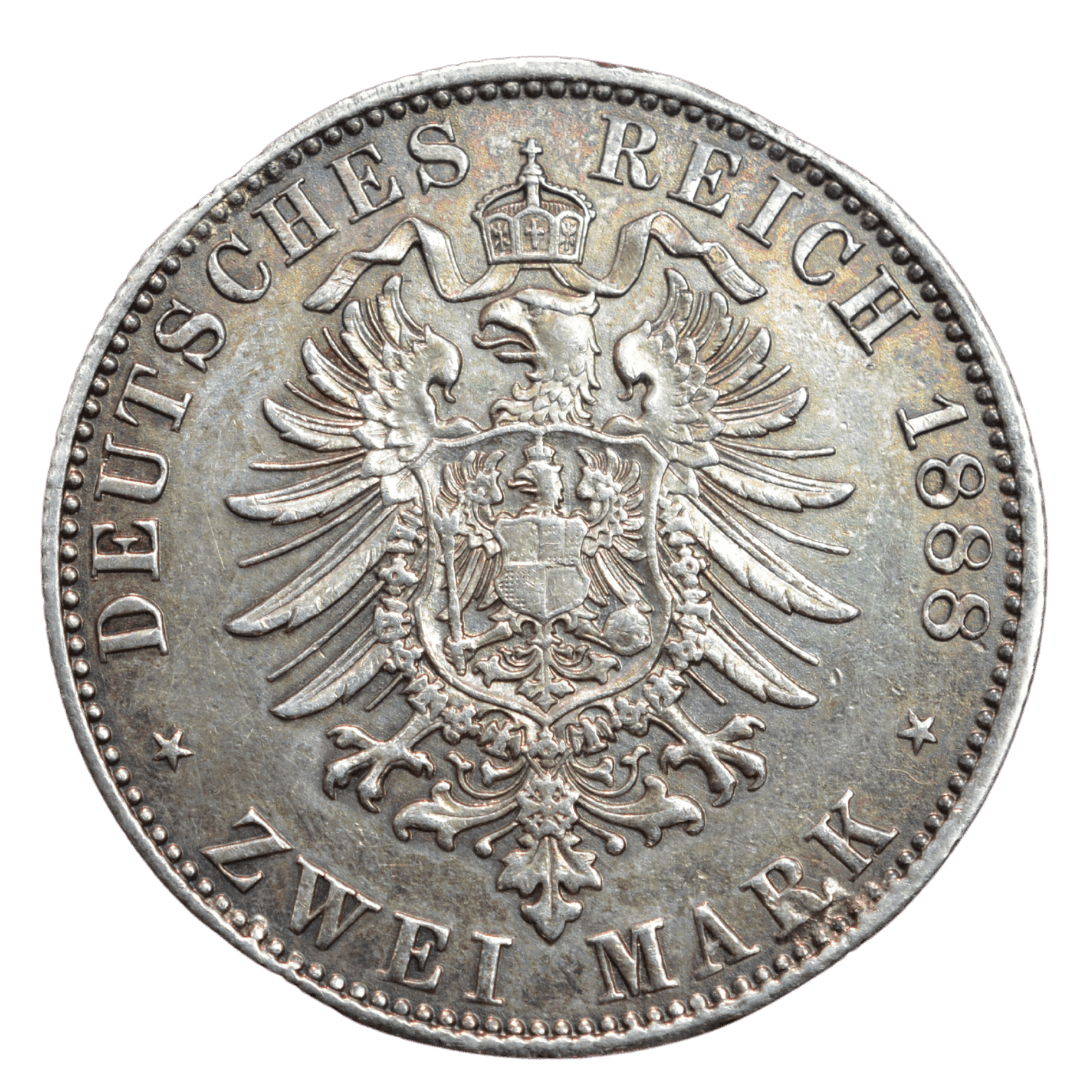 Срібна 2 марки, Німеччина (A, Берлін) 1888!!!!. Пруссія, Фрідріх III — фото 2
