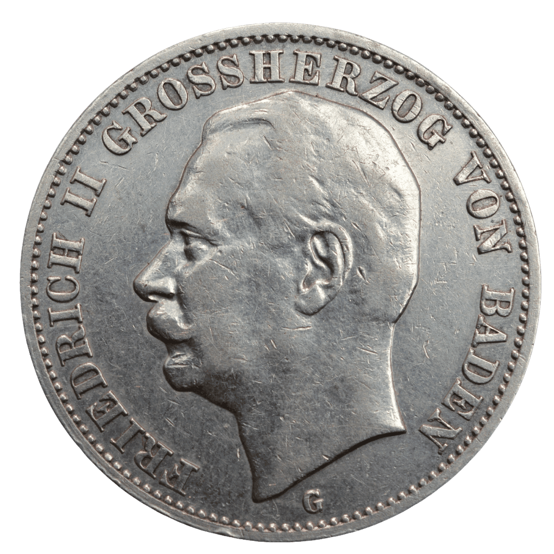 Срібна 3 марки, Німеччина (G, Карлсруе) 1908. Баден, Фрідріх I