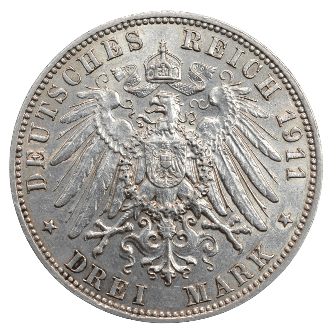 Срібна 3 марки, Німеччина (E, Мульденгюттен), 1911. Саксонія, Фрідріх Август III — фото 2