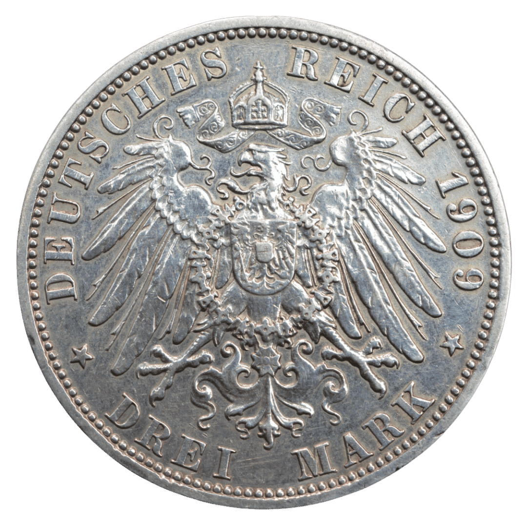 Срібна 3 марки, Німеччина (A, Берлін), 1909. Шварцбург-Зондерсгаузен, Гюнтер — фото 2