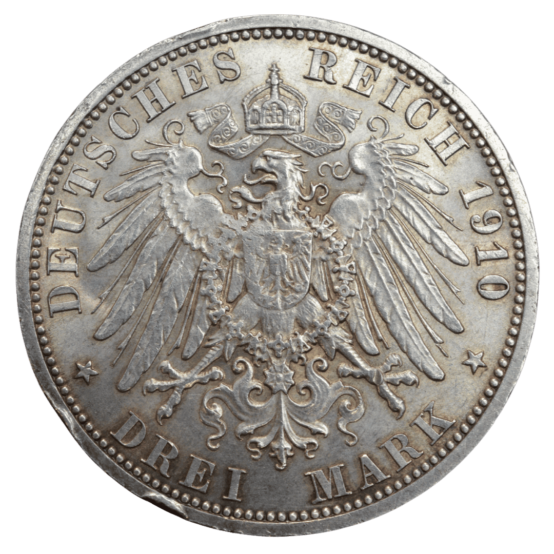 Срібна 3 марки, Німеччина (A, Берлін), 1910. Саксен-Веймар-Айзенах, весілля. Тираж 130 000 — фото 2