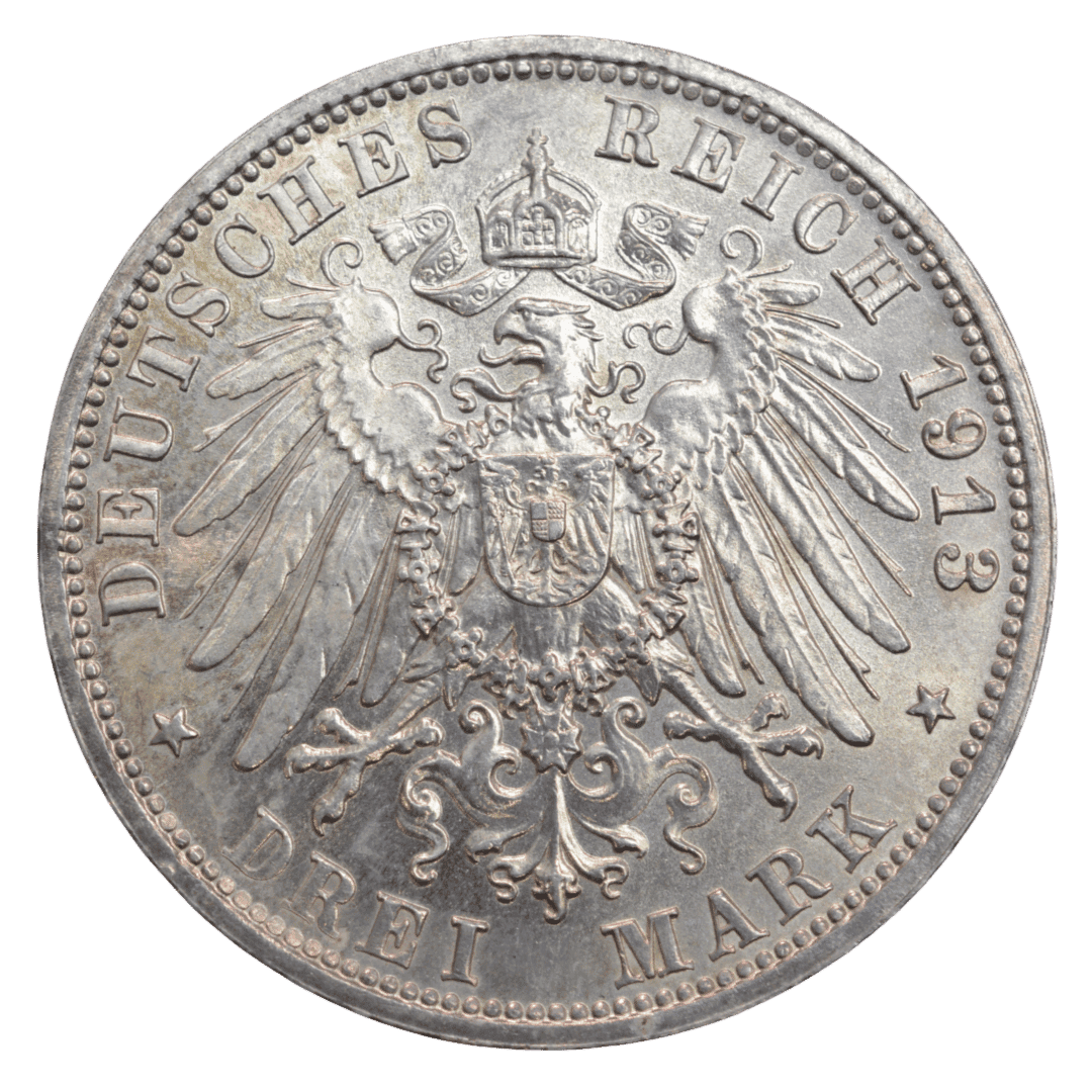 Срібна 3 марки, Німеччина (E, Мульденгюттен), 1913. Битва народів — фото 2