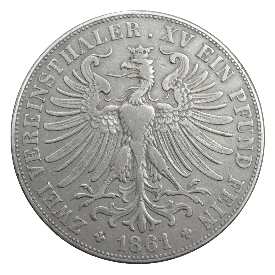 Срібна 2 талери, Франкфурт, 1861. Марія — фото 2