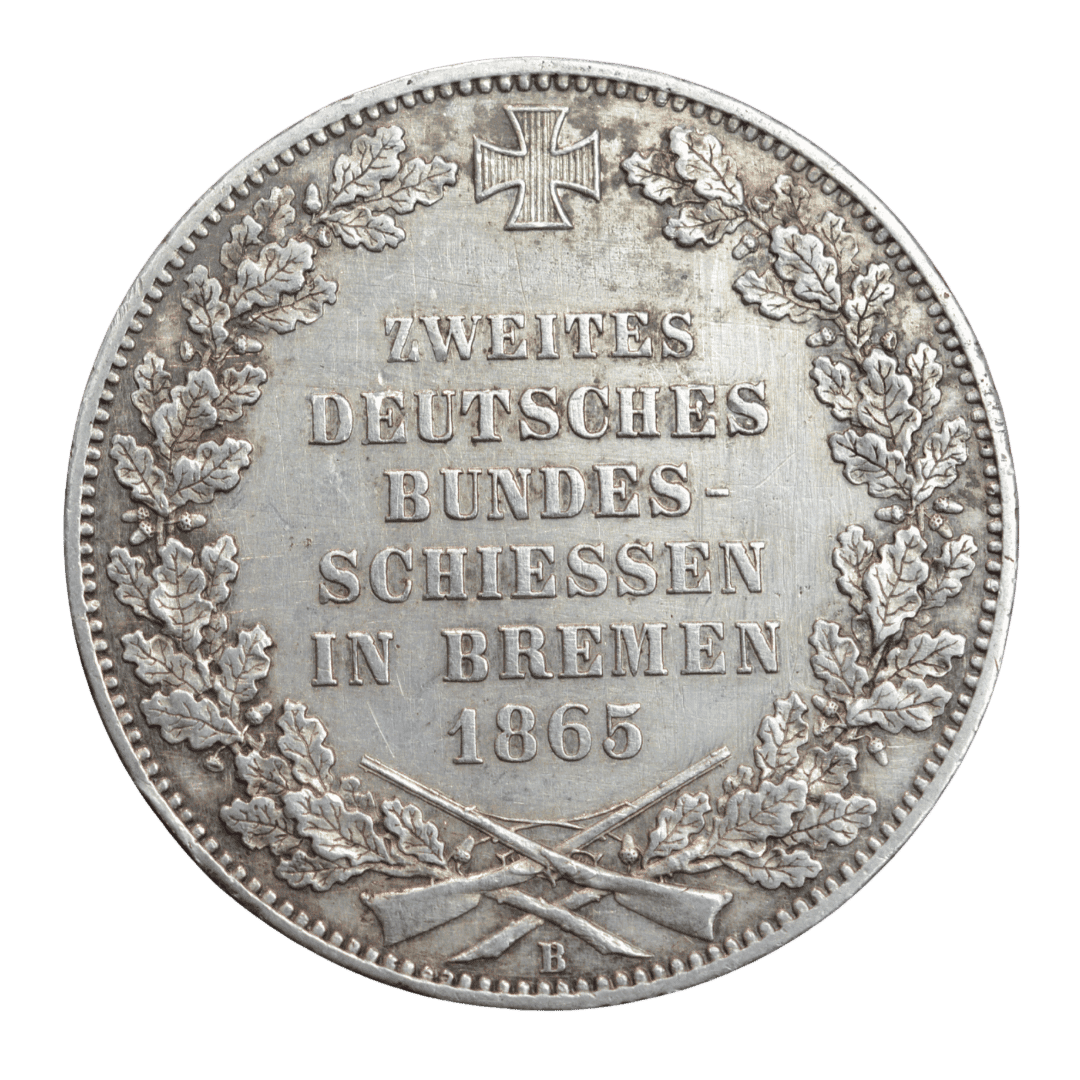 Срібний 1 талер, Бремен, 1865. Союз стрільців. (B) — фото 2