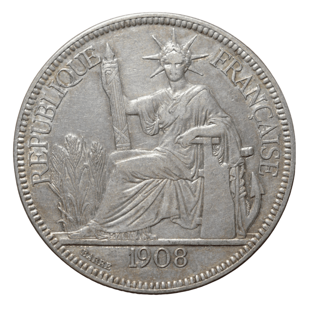 1 піастр, Французький Індокитай, 1908
