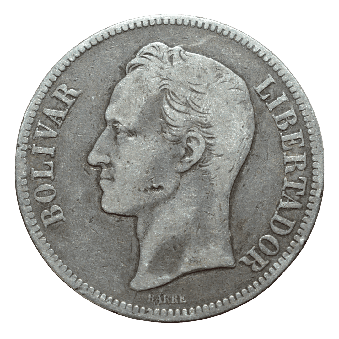 5 боливарів Симон Болівар срібло 1902 р.