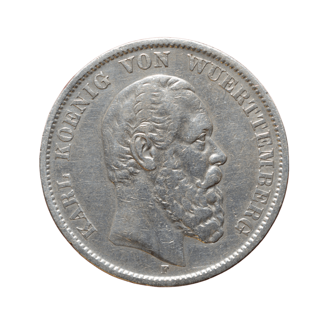 5 марок Вюртемберг 1875 срібло