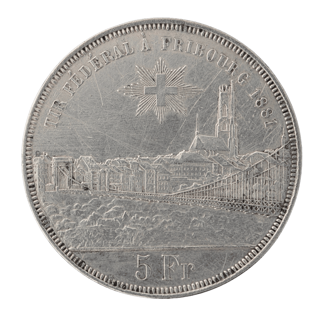 5 франків 1881, «Вступ кантону Фрібур до Швейцарської Конфедерації», Швейцарія — фото 2