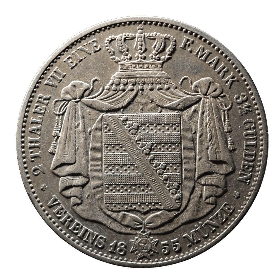 2 талери / 3½ гульдена 1855 E, Королівство Саксонія — фото 2