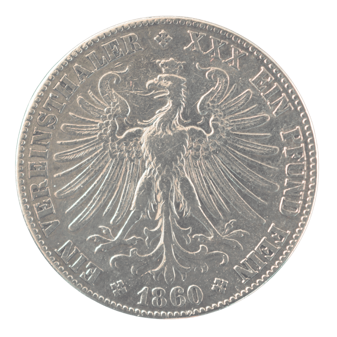 1 союзний талер (Vereinsthaler), 1860, Вільне місто Франкфурт — фото 2