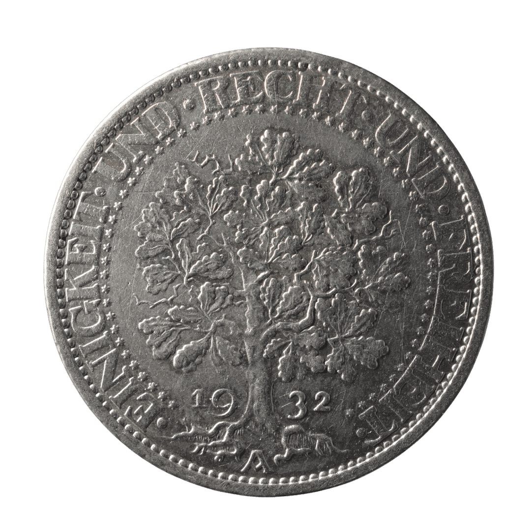 5 рейхсмарок 1932 A, Веймарская республика (Дуб)