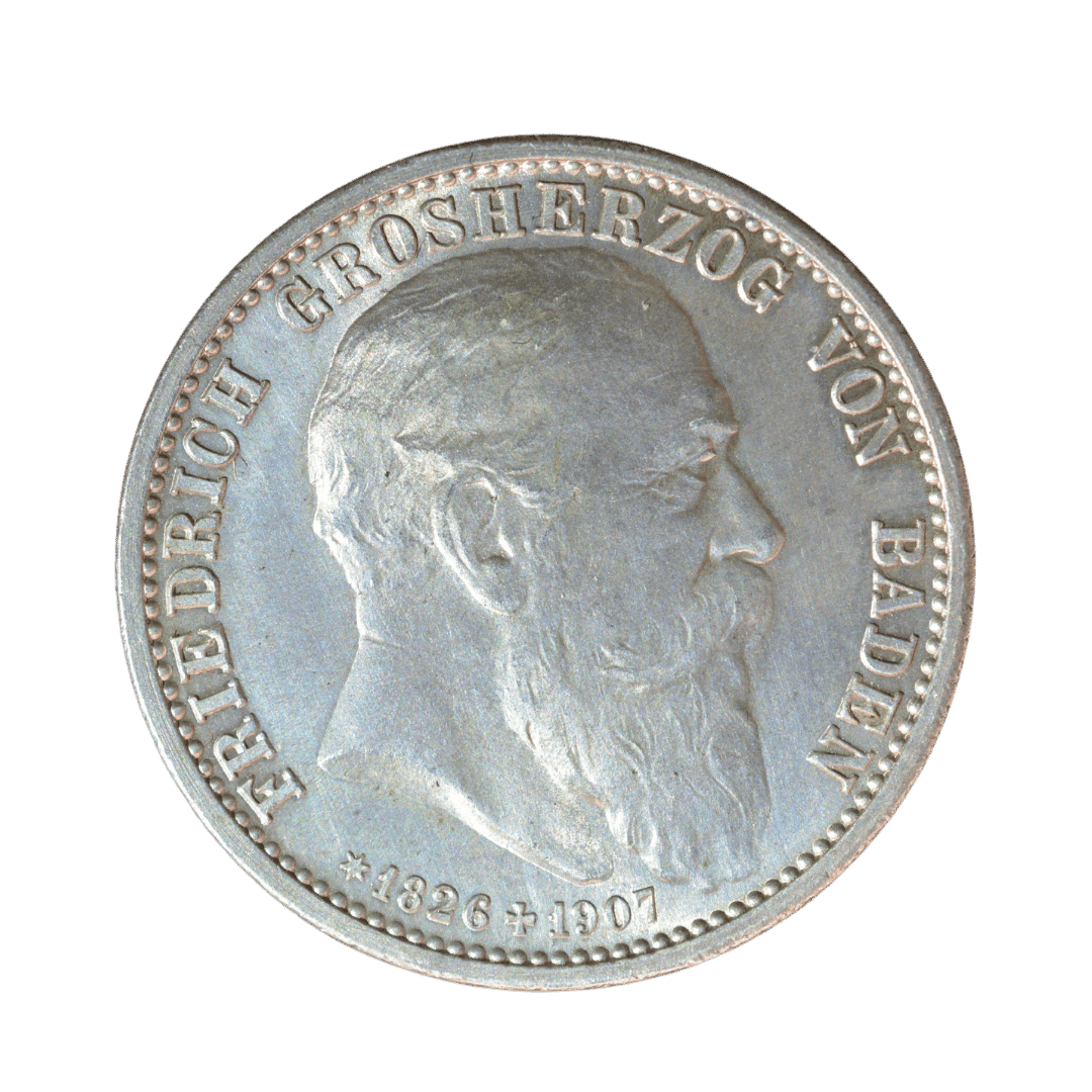 Назва: Баден 2 марки 1907 — Фрідріх I, смерть великого герцога