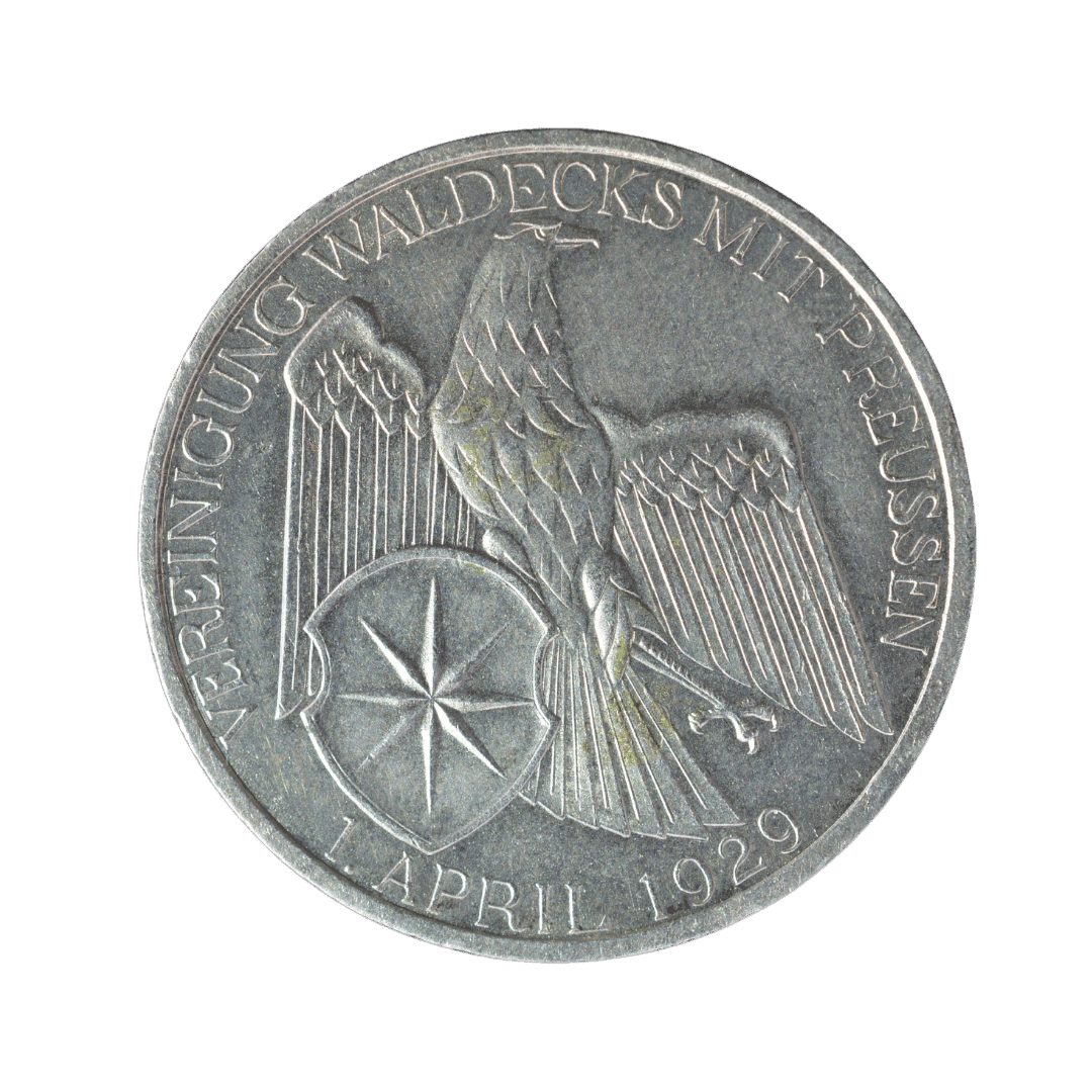 3 рейхсмарки 1929 A — Vereinigung Waldecks mit Preußen (Об’єднання Вальдека з Пруссією)