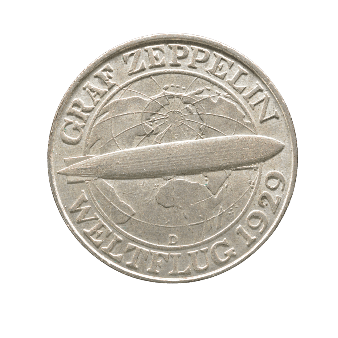 3 рейхсмарки 1930 A — «Навколосвітній політ Graf Zeppelin»