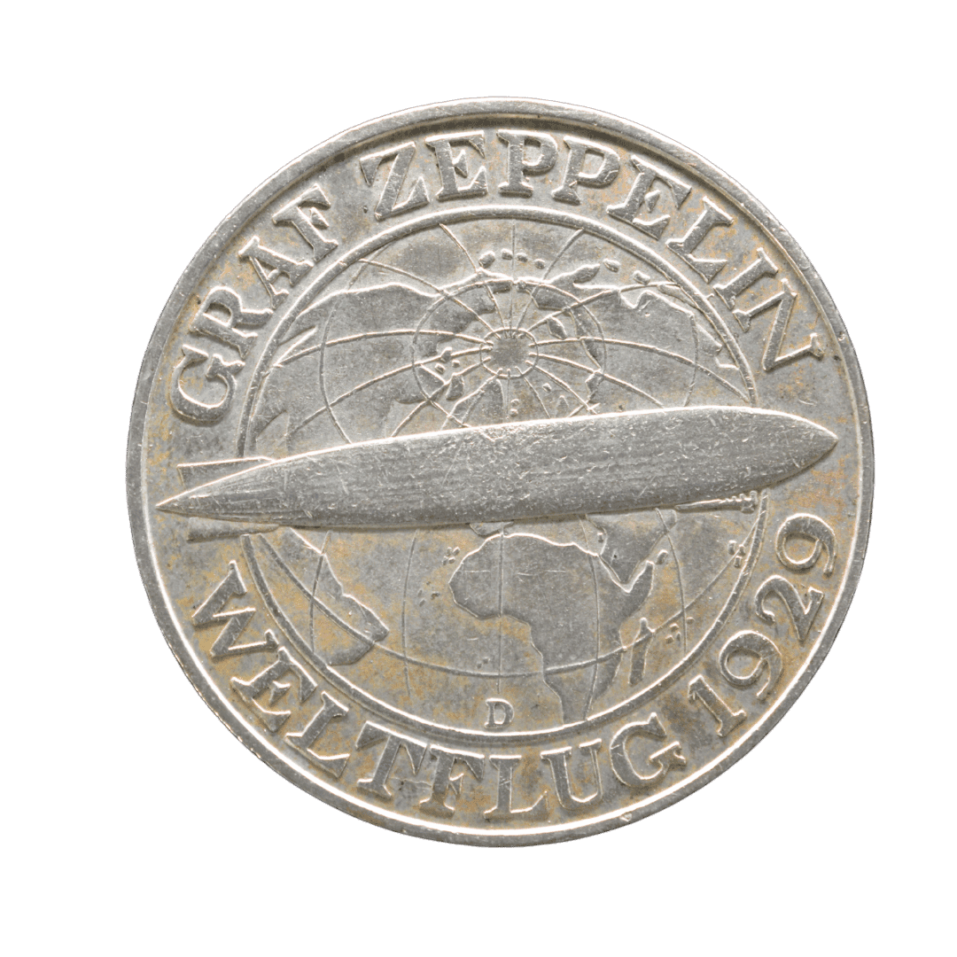 3 рейхсмарки 1930 D — «Навколосвітній політ Graf Zeppelin»
