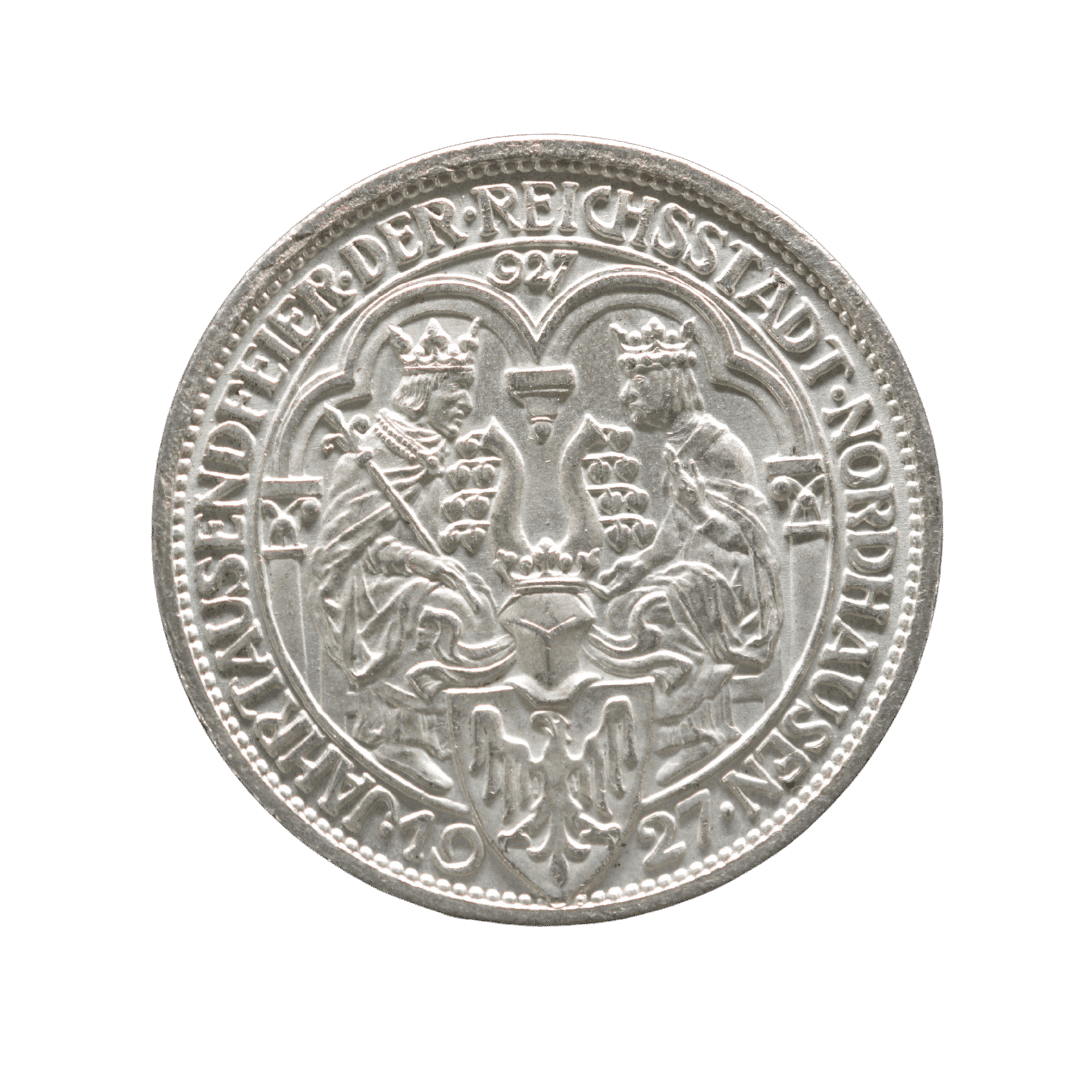 3 рейхсмарки 1927 A — «1000-річчя імперського міста Нордгаузен»