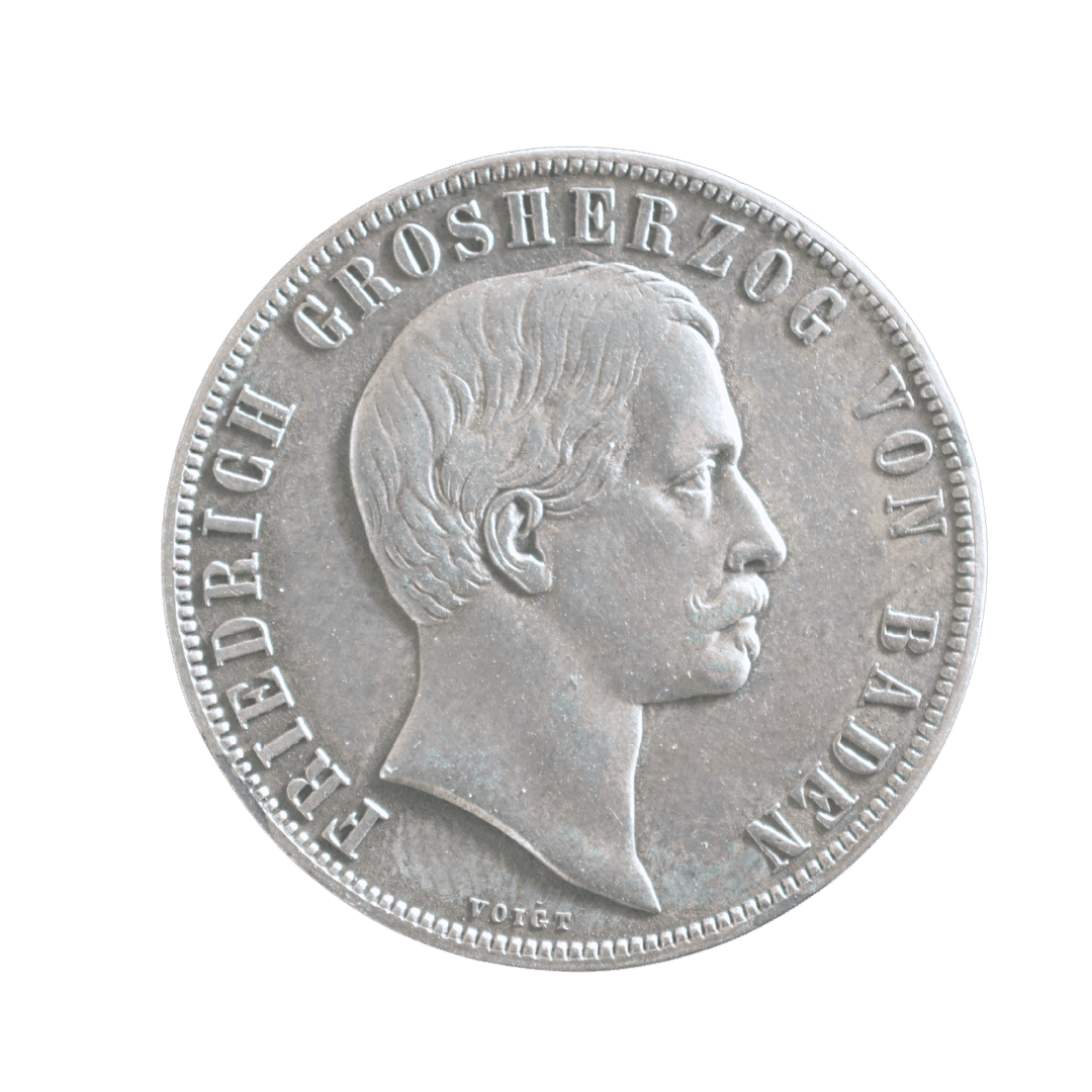 1 гульден 1857 — Баден, RRR!!!!! відвідання монетного двору великим герцогом і герцогинею