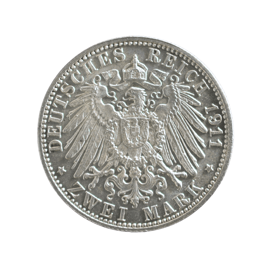 Назва: Баварія — 2 марки 1911 року, 90-річчя принца-регента Луїтпольда — фото 2