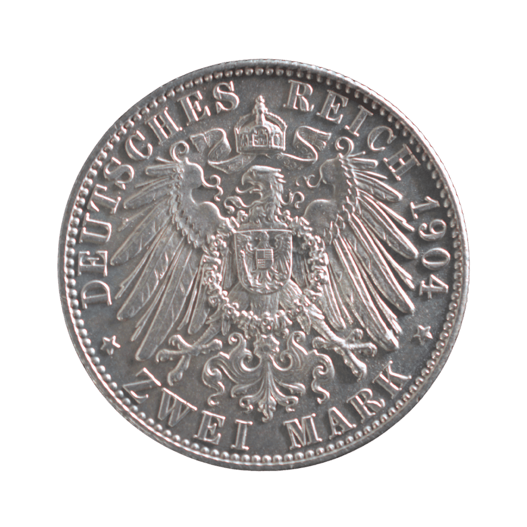 Назва: Саксонія — 2 марки 1904 року, смерть короля Георга — фото 2